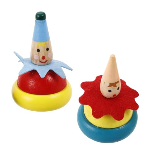 TOYANDONA 2er Set Handgemachte Bunte Clown Holzkreisel Kreatives Holzspielzeug Für Ideales Zur Der Intelligenz Und Motorik Perfekt Für Den Kindergarten Und Als von TOYANDONA