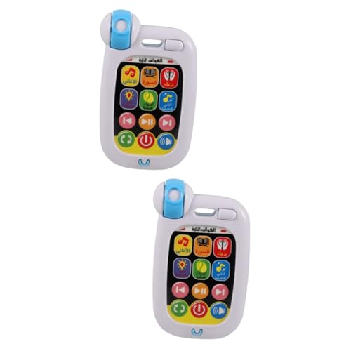 TOYANDONA 2st Arabisch-lernmaschine Handy Blödes Telefon Für Kinder Smartphone Für Kleinkinder Led-kindertelefon Babyphone Aufleuchten Lassen Musikalisches Telefonauto Abs Weiß von TOYANDONA