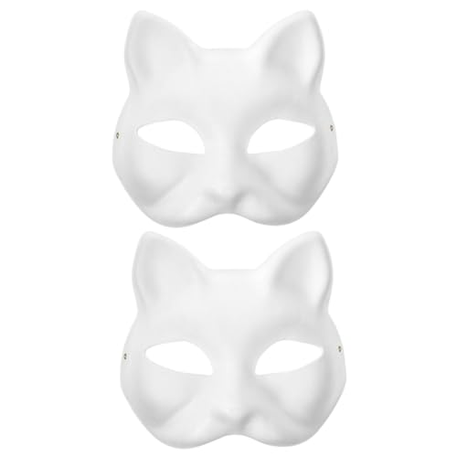 TOYANDONA 2st Diy-weißbuch Diy-masken Zum Dekorieren Pappkatze Katzen-cosplay-masken Katzenmasken Zum Bemalen Oper Maskerade Maske Leere Masken Zum Malen Fuchsmaske Pelzige Maske Papier von TOYANDONA