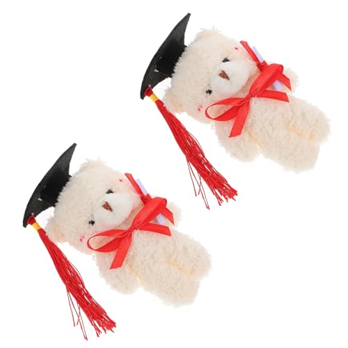 TOYANDONA 2st Doktorbärenmaterial Gastgeschenke Für Die High-School-Abschlussfeier Kuscheltier Mini Bär Abschlussfeier Bär Graduierungsbär in Mütze Stofftier Bär Beige Plüsch von TOYANDONA