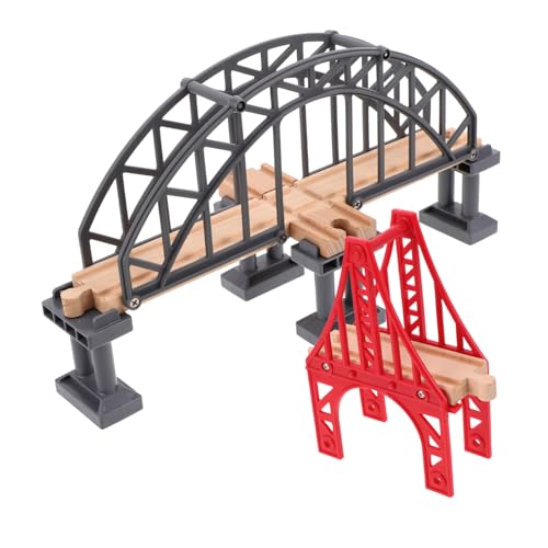 TOYANDONA 2pcs Holz Eisenbahn Gleis Brücke Modell Modell Für Jungen Und Mädchen Zug Brücke Pier Gleis Zubehör von TOYANDONA