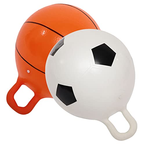 TOYANDONA 2st Flummi Hüpfendes Spielzeug Aufblasbarer Völkerball Lustiges Ballspielzeug Interessantes Kinderspielzeug Kind Hüpft Springball Mit Griff Aufblasbarer Gymnastikball PVC von TOYANDONA