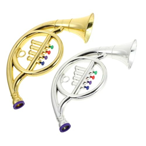 TOYANDONA 2st Horn-Modell Bildungsspielzeug Kinderspielzeug Simuliertes Horn Für Musikinstrumente Hornspielzeug Für Requisite Für Leistung Waldhorn Überzug von TOYANDONA