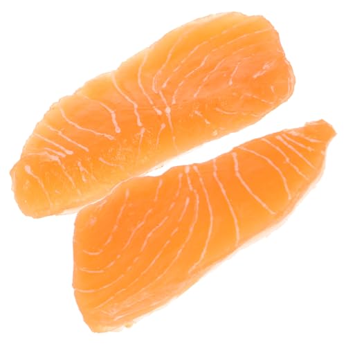 TOYANDONA 2st Imitation Lachsfilet Simulation Simuliertes Lachsmodell Künstliche Sushi-Requisiten Künstliche Lachs-Requisiten Tu So, Als Würdest Du Japanisches Essen Spielen Küche Orange PVC von TOYANDONA