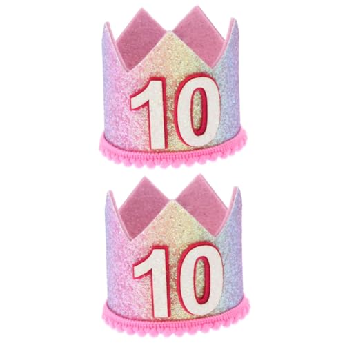 TOYANDONA 2st Mädchen Stirnbänder Kronen Für Geburtstagsfeiern Tiara Zum 10. Geburtstag Hut Zum 30. Geburtstag Mädchen Hut Party-kopfschmuck 1 Geburtstagshut Erste Kleidung Baby Gradient von TOYANDONA