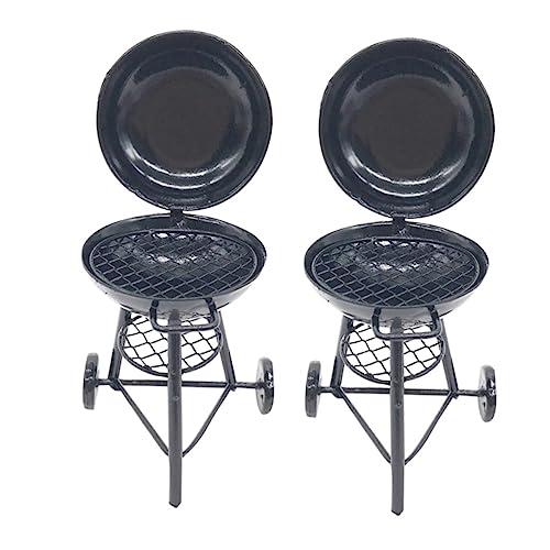 TOYANDONA 2st Mini-Grill Mini-backofen- Puppenhaus Puppenhausgrill Puppenhausofen Kinderspielzeug Ofenmodell Outdoor-Szene Mini-rundofen Mini-ofen Eisen Black von TOYANDONA