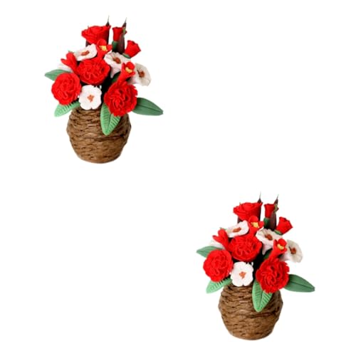TOYANDONA Links 2st Mini- Modelle Spielzeuge Vase Anlage Bonsai Miniatur-blumenr Winziges Blumenr Puppenhaus-Miniatur-pflanzenr Topfblumenmodell Ob11 Blumentopf Ton Ornamente von TOYANDONA