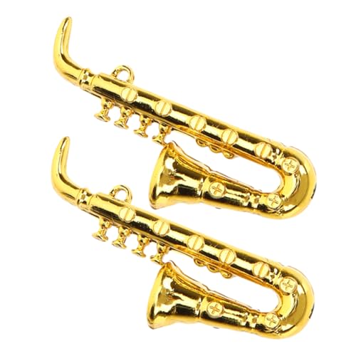 TOYANDONA 2st Mini-Saxophon Instrument Figur Miniatur-Saxophon Puppenhaus Mini-geigenspielzeug Mini-Gitarre Miniatur-zubehör Saxophon Miniaturen Saxophonmodell Golden Plastik von TOYANDONA