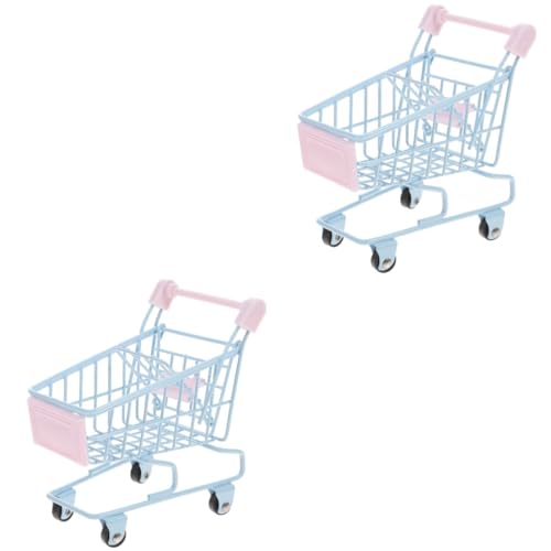 TOYANDONA 2st Mini-einkaufswagen Kinderwagen Schreibtischspielzeug Mini-Food-Spielzeug Kinder Einkaufswagen Einkaufswagen-Spielzeug Aus Dem Supermarkt Mini-supermarktwagen Legierung Sky-Blue von TOYANDONA