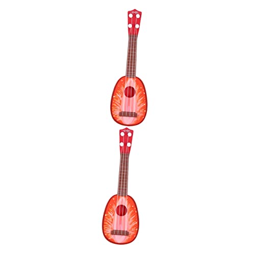 TOYANDONA 2st Mini-gitarrenspielzeug Kinder Gitarrenspielzeug Musikspielzeug Für Babys Musikalische Gitarre Spielzeug Kleinkind Mini-musikspielzeug Obst Gitarre Mini-Ukulele-Spielzeug Rot von TOYANDONA