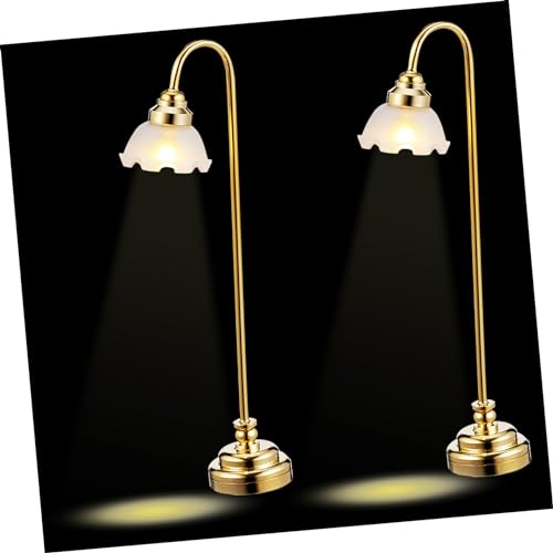 TOYANDONA 2st Mini- -tischlampe Puppenhaus-Lichter Im Maßstab 1:12 Einzigartige Tischlampen Lampenzubehör Für Puppenhäuser Puppenhaus-Ornament Mini- - 24k Metallbeschichtet von TOYANDONA