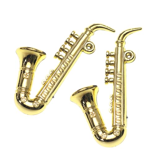 TOYANDONA 2st Miniatur-Saxophon Spielzeuge Miniaturinstrument Aus Kunststoff Puppenhausdekoration Mini-hausdekoration Desktop-miniaturinstrument Kleines Simuliertes Saxophon Plastik Golden von TOYANDONA