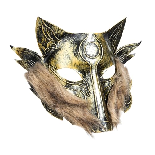 TOYANDONA 2st Pelzige Wolfsmaske Cosplay-party-maske Einzigartige Maske Halloweenkostüm Wolf-design-maske Halloween-maske Schädelmaske Masken Für Rollenspiele Wolf-cosplay-masken Haar Golden von TOYANDONA