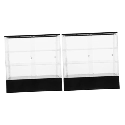 TOYANDONA 2st Puppenhaus-kuchenschrank Anzeige Lebensmittel-miniaturschrank Puppenhausmöbel Puppenhaus Mini Kuchenschrank Mini-backschrank Kleiner Tortenständer Küchenzubehör Black Plastik von TOYANDONA