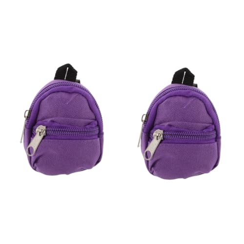 TOYANDONA 2st Puppenrucksack Mini-Schultasche Miniaturen-Rucksack Puppenreisetasche Mini-Rucksack-Spielzeug Zubehör Für Die Puppenhausschule Decora- Minischrank Für Puppen Violett Stoff von TOYANDONA