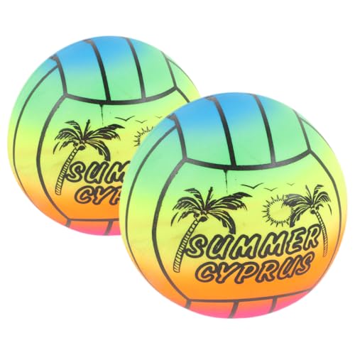 TOYANDONA 2st Regenbogen-Volleyball Aufblasbarer Pool Strand Sprengen Für Den Strand Volleyball Im Schwimmbad Aufblasbares Volleyballspielzeug Spielplatz Schwimmt Leichter Ball PVC von TOYANDONA