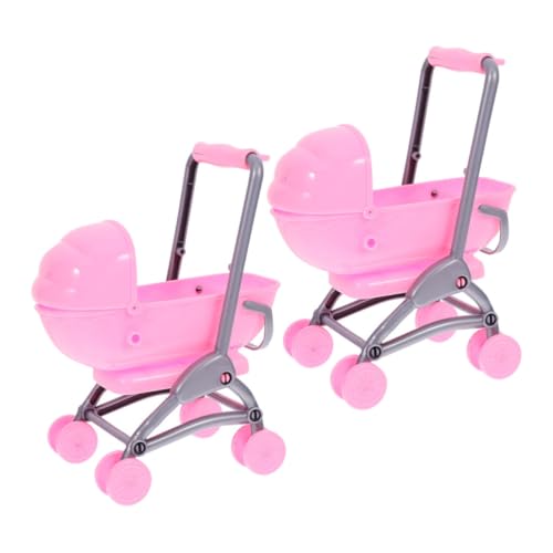 TOYANDONA 2st Spielzeugkinderwagen Für Kinder Einkaufswagen Für Kinder Kinderwagen Für Puppen Babypuppenbett Kinderwagen Spielzeug Puppenhochstuhl Mini-puppenwagen Puppenmöbelmodell Rosa Abs von TOYANDONA