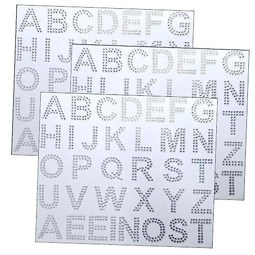 TOYANDONA 3 Blätter Strass-Aufkleber Schmucksteine gems Textilaufkleber bügeln Rhinestones Edelsteinrandaufkleber Strass-Buchstaben- Diamant- zarte Buchstabenaufkleber Acryl Weiß von TOYANDONA