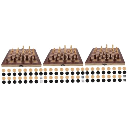 TOYANDONA 3 Sätze 3 Internationales Schach pädagogisches Schach magnetische Schachfaltung Kinder schachspiel Schachbrett Kinder Intelligenz Schach 3 in 1 Schachspielzeug hölzern Brown von TOYANDONA