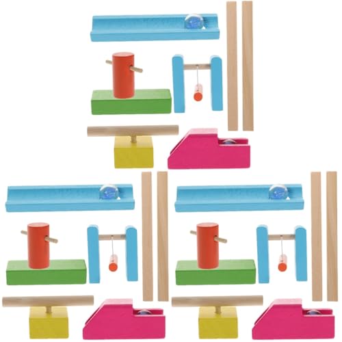 TOYANDONA 3 Sätze Domino-mechanismus Kind Blockiert Spielzeug-kit Spielzeug Für Kinder Spiele Spielen Kind Dominosteine ​​Spielzeug Gehirnspielzeug Domino-Spiel-bausteine Zug Spielzeug Holz von TOYANDONA