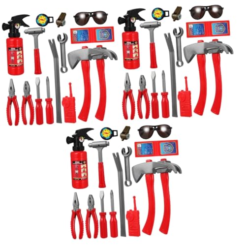 TOYANDONA 3 Sätze Feuerwehrmann-Set-Spielzeug Kinder-Feuerwehr-Cosplay-Set Feuerwehrwerkzeuge Feuerwehrmann-kostüm Für Kinder Feuerwehr-werkzeugset Für Kinder Feuerwehrkostüm Plastik von TOYANDONA