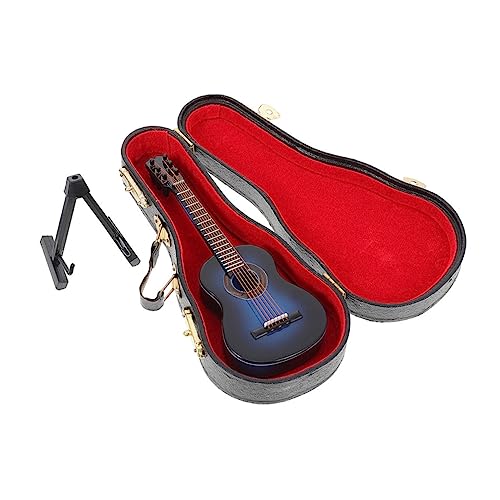 TOYANDONA 3 Sätze Gitarrenmodell Mini-Puppenhaus-Mikrofon Musikspielzeug für Babys Miniatur-Mikrofon Spielzeug Gitarre spielzeuggitarre Miniatur-Gitarren-Dekor Miniatur Gitarre Holz Blue von TOYANDONA