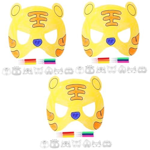 TOYANDONA 3 Sätze Leere Maske Ausmalen Tiermasken Für Kinder Leere Gesichtsmaske Leere Masken Zum Dekorieren Maskenbau-kit Maske Aus Pappmaché Diy-maskerade-masken Masken Verkleiden Papier von TOYANDONA