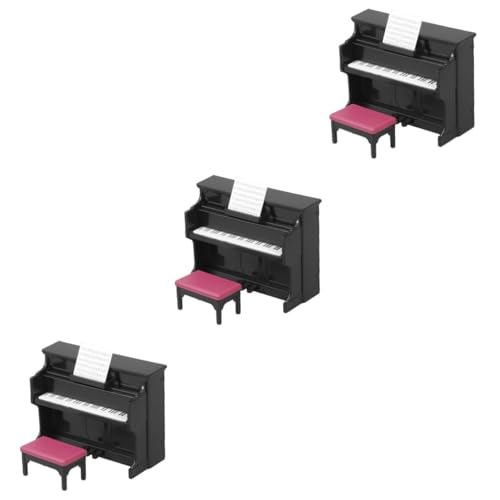 TOYANDONA 3 Sätze Mini-Piano-Modell Mini-Instrument Mini- -dekor Kleines Hauszubehör Miniatur-puppenhauszubehör Puppenhaus-Instrument Miniklavier Für Puppe Mini-hausschmuck Abs Black von TOYANDONA