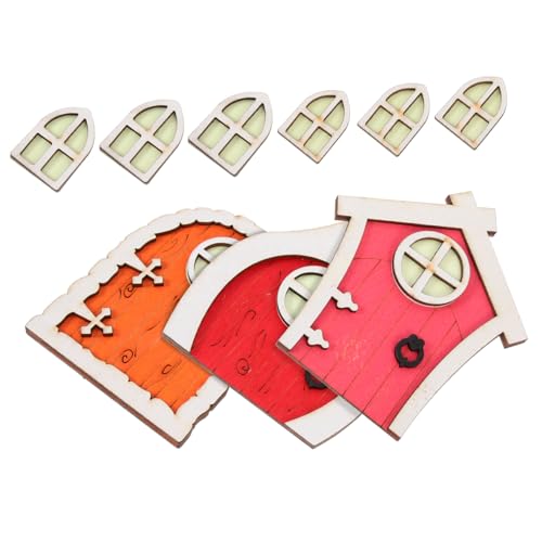 TOYANDONA 3 Sets Puppenhaus Elfentor Garten Feentür Dekor Baum Hängende Feentür Dekor Elfentür Ornament Feen Schlafende Tür Puppenhaus Figuren Feen Dekor Das Schild Holz Miniatur Rot von TOYANDONA