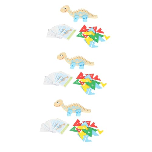 TOYANDONA 3 Sätze Puzzle-Blöcke Dinosaurier-Puzzles, Blockspielzeug für Mädchen Rätsel für Kleinkinder Kinder Puzzle rätselbuch Kinder Dinosaurier-Puzzles, Blockspielzeug, Holz von TOYANDONA