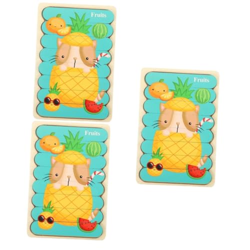 TOYANDONA 3 Sätze Puzzle für Kinder Kinderspielzeug sensorisches Lernspielzeug Spielzeug für Kleinkinder Kinder rätsel Holzpuzzles für Kleinkinder Rätsel für Kinder dreidimensional hölzern von TOYANDONA