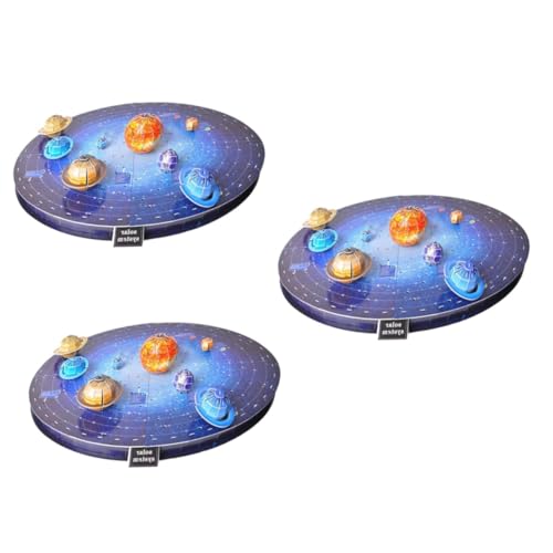 TOYANDONA 3 Sätze Sonnensystem Puzzle für Erwachsene Rätsel für Kinder Puzzles Spielzeug Rätsel für Erwachsene Kinder rätsel kreatives Rätsel 3D-Puzzle gebaut Modell kosmischer Planet Papier von TOYANDONA