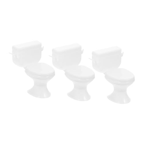 TOYANDONA 3 Stück Puppenhaus Toilette Puppenhaus Feenhaus Möbel Miniatur Toilette Modell Mini Töpfchen Mini Spielzeug Winzige Toilette Mini Keramik Toilette Mini von TOYANDONA