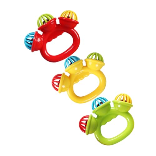 TOYANDONA 3 Teiliges Handspielzeug Mit Kleinen Rasseln Für Babys Mini Jingle Bells Tambourine Für Kleinkinder Bunte Handgehaltene Rasseln Zur Der Sensorischen von TOYANDONA