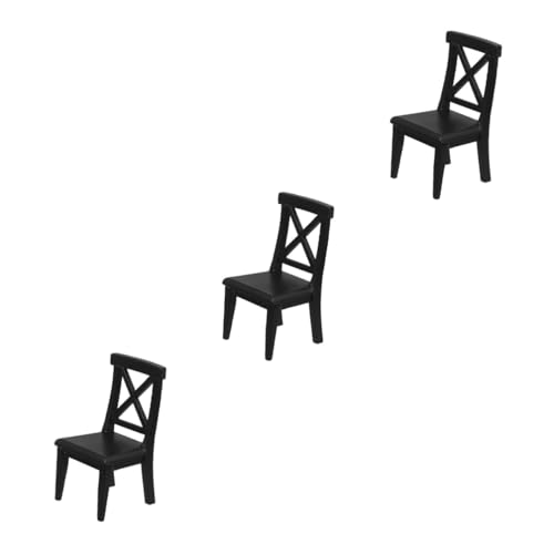 TOYANDONA 3 Teiliges Puppenhaus Modell Verschleißfester Mini Stuhl Holz Miniaturmöbel Verschleißfeste Miniatur Möbel Mini Hausbedarf Miniatur Stuhl Modell Realistischer Mini Stuhl von TOYANDONA
