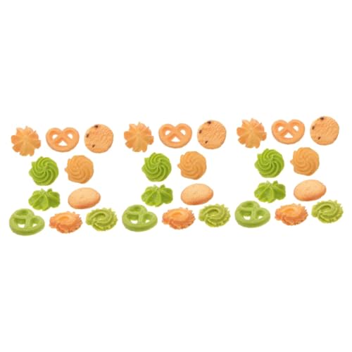 TOYANDONA 30 STK Simulierte Cookies Mikrospielzeug Gefälschte Kekse Plätzchen Puppenhausverzierung Cookie-Modell Für Die Anzeige Schokoladenkuchen Burgerbrötchen Schokoladen-müsli Gebäck PVC von TOYANDONA