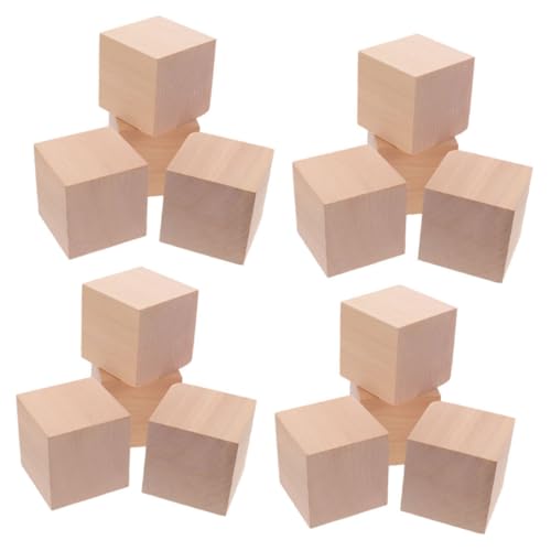 TOYANDONA 30St Holzblockmodell Holzbausteine Block quadratisch aus Holz Leere Würfelwürfel Leere Holzwürfel Schlichter Holzklotz Würfel Aktivitätswürfel Holzwürfeldekoration hölzern Khaki von TOYANDONA