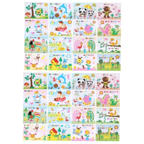 TOYANDONA 32 Packungen Mosaik-Aufkleber-Kunst basteln für Kinder bastelmaterial für Kinder Aufkleberkunst für Kinder Kinderfarbe Basteln Lernen Bastelzubehör für Kinder DIY-Sticker-Kit von TOYANDONA