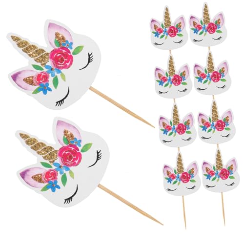 TOYANDONA 36 Stk Einhorn-Kuchen-Einsatz Dekorationen für Essenspicks Topper zum Einsetzen von Babykuchen party decoration party dekoration Kuchen Picks Einhorn-Backdekor Papier von TOYANDONA