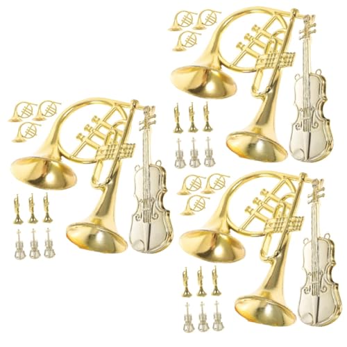 TOYANDONA 36 Stk Musikinstrumentenmodell Winzige Gitarrenverzierung Ornamente Für Musikinstrumente Weihnachtsgitarrenornament Indoor-Spielzeug Trompetenweihnachten Mini-trompete Plastik von TOYANDONA