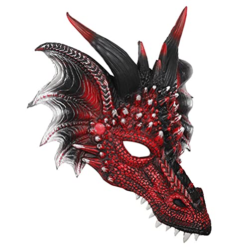 TOYANDONA Horror Masken 3D Drachen Halloween Halbe Gesicht Cosplay Red Dragon Scary Tier Masken für Erwachsene Kinder Halloween Kostüm Party Requisiten 3d Drachen Gesichtsmaske von TOYANDONA