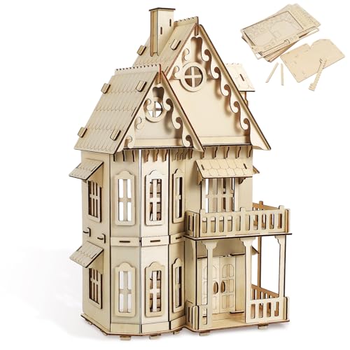 TOYANDONA 3D Holzpuzzle Holzhaus Puzzle Holzpuppenhaus Bausatz DIY Holzhaus Modell Montage Puzzle Für Kinder Erwachsene Geburtstag von TOYANDONA