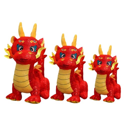 TOYANDONA 3Pcs Jahr der Drachen-Maskottchen-Puppe tragen -Einhorn Stofftier Bär Monster drachenfiguren Drachen Kuscheltier Drachenspielzeug Drachenpuppe PP Baumwolle von TOYANDONA