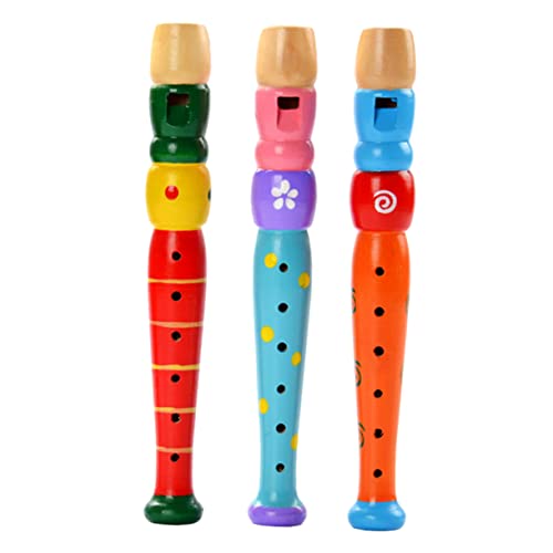 TOYANDONA 3St 6-Loch-Piccolo aus Holz Student Blockflöte sensorisches Kinderspielzeug kinderinstrumente Kinder musikinstrumente Musikpädagogisches Spielzeug Musikalisches Spielzeug hölzern von TOYANDONA