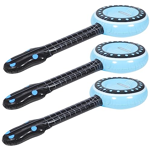 TOYANDONA 3St Aufblasbares Musikinstrument Instrumente aufblasbare Banjo-Requisiten Lichtschwertspielzeug Karaoke-Maschine für Kinderzubehör lustiges aufblasbares Instrument PVC Blue von TOYANDONA