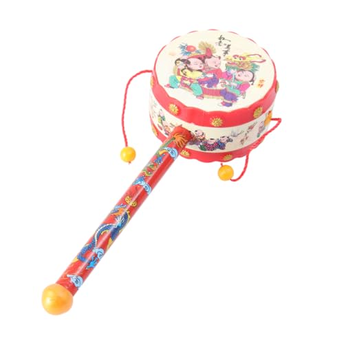 TOYANDONA 3St Cartoon-Musikinstrument Kinderspielzeug Musikalische Handglocken kinderinstrumente Kinder musikinstrumente Spielzeug chinesisches traditionelles Spielzeug Trommel rot von TOYANDONA