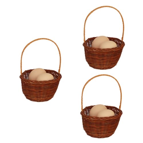 TOYANDONA 3St DIY Requisitenkorb ablagekörbe kühlkorb einkaufskorb Mini Kinderkorb Aufbewahrungskörbe kreativer Desktop-Korb Desktop-Requisitenkorb Weben Korb aus Rattan von TOYANDONA