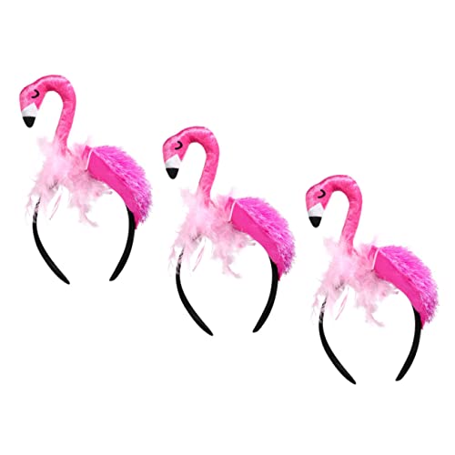 TOYANDONA 3St Flamingo-Stirnband Hawaii Flamingo-Zubehör Cosplay-Outfits sommerstirnbänder für damen faschingskostüme fasnachtskostüme entzückender Kopfschmuck Party-Haarschmuck Feder Rosy von TOYANDONA