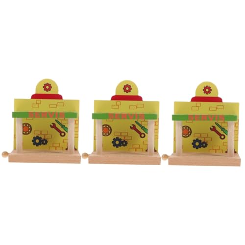 TOYANDONA 3St Gleiszubehör Kinderspielzeug spaß laufstall Spielzeug Kinder Spielen Spielzeug für Kinder Schmücken Modelleisenbahn-Servicestation Zugszenen-Layout-Requisite Gleismodell Holz von TOYANDONA