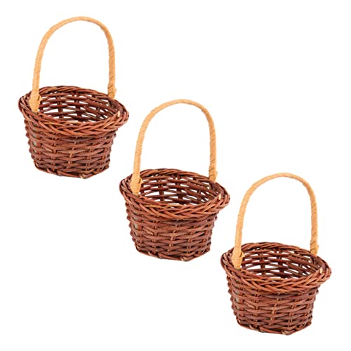 TOYANDONA 3St Handtasche Miniatur Weiden Spielzeugkorb Picknickkorb für Aufbewahrungskorb für ablagekörbe kühlkorb einkaufskorb Mini-Hausverzierung Mini-Hauskorb Rattan Coffee von TOYANDONA